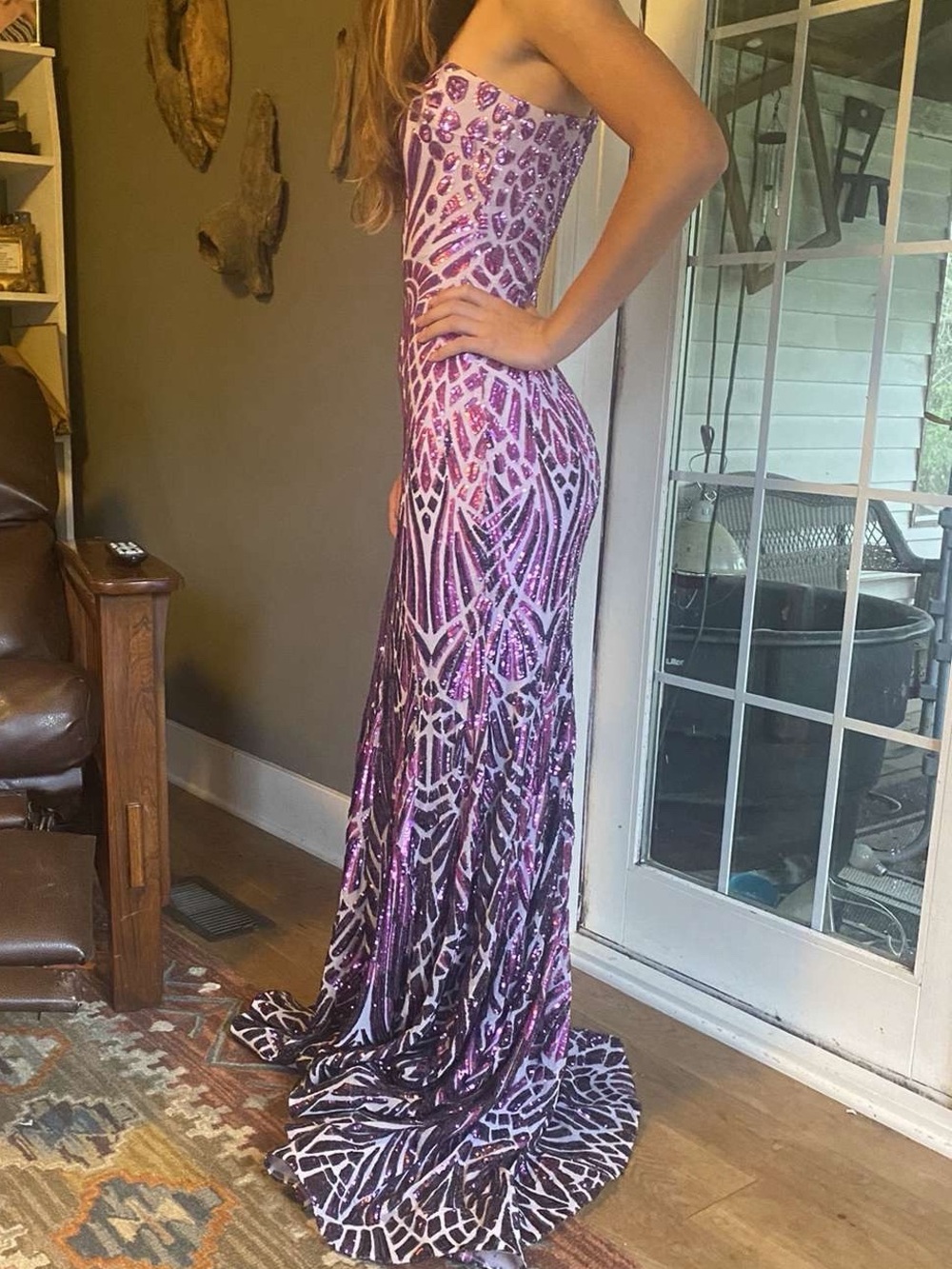 Jovani Purple Asymmetric Prom Dress